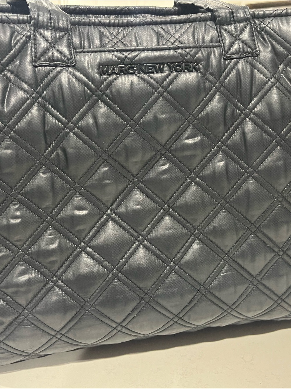 Marc New York Quilted Laptop Tote in gunmetal black